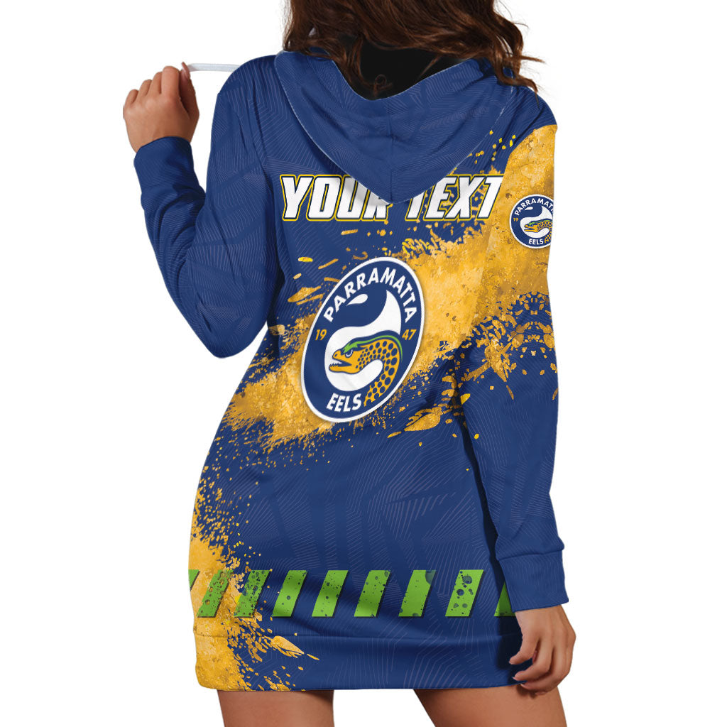 Personalised Parramatta Eels Rugby Hoodie Dress Eel Mascot - Sporty Splash Art Style