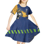 Personalised Parramatta Eels Rugby Kid Short Sleeve Dress Eel Mascot - Sporty Splash Art Style