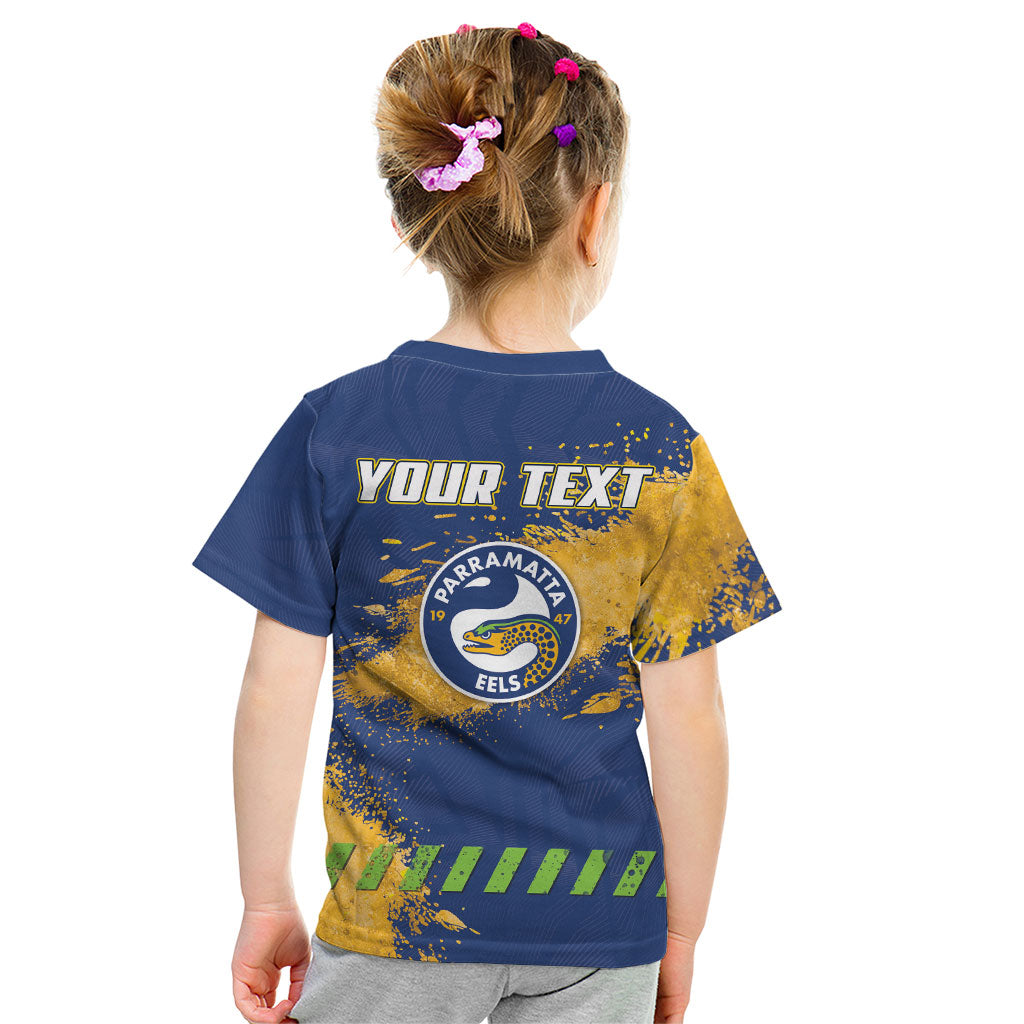 Personalised Parramatta Eels Rugby Kid T Shirt Eel Mascot - Sporty Splash Art Style