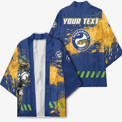 Personalised Parramatta Eels Rugby Kimono Eel Mascot - Sporty Splash Art Style