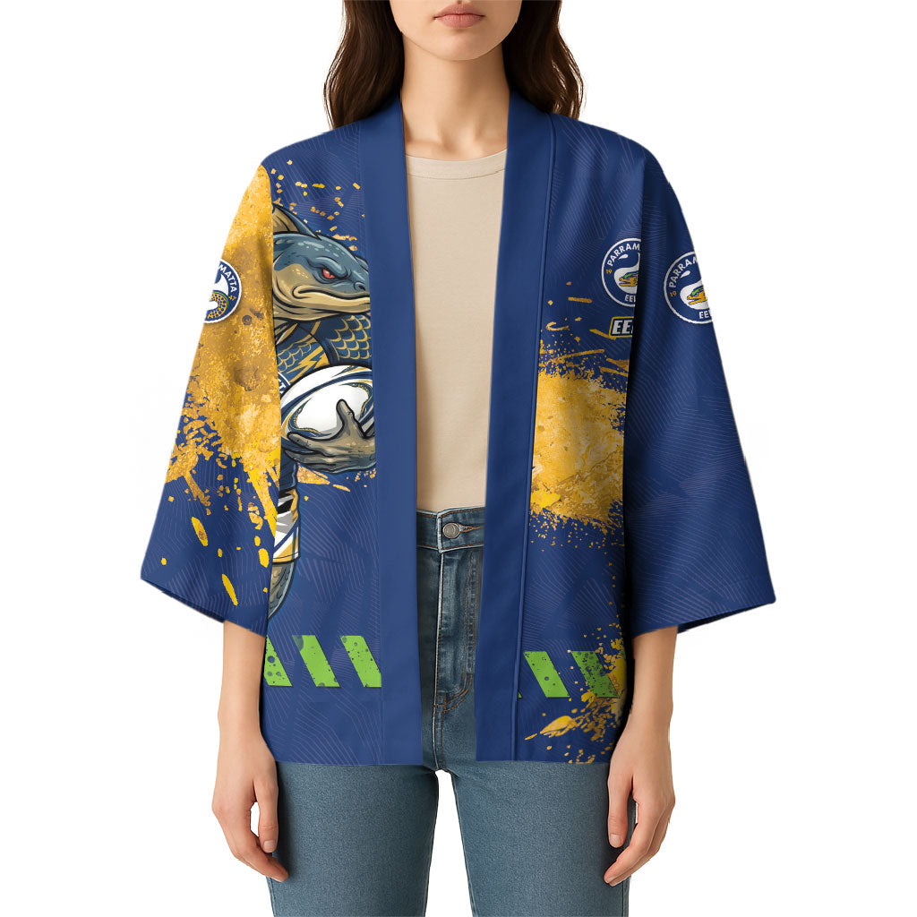 Personalised Parramatta Eels Rugby Kimono Eel Mascot - Sporty Splash Art Style