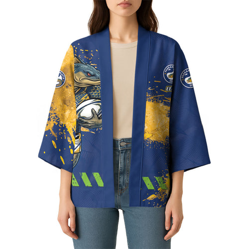 Personalised Parramatta Eels Rugby Kimono Eel Mascot - Sporty Splash Art Style