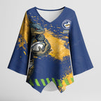 Personalised Parramatta Eels Rugby Kimono Sleeve Blouse Eel Mascot - Sporty Splash Art Style