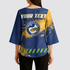 Personalised Parramatta Eels Rugby Kimono Sleeve Blouse Eel Mascot - Sporty Splash Art Style