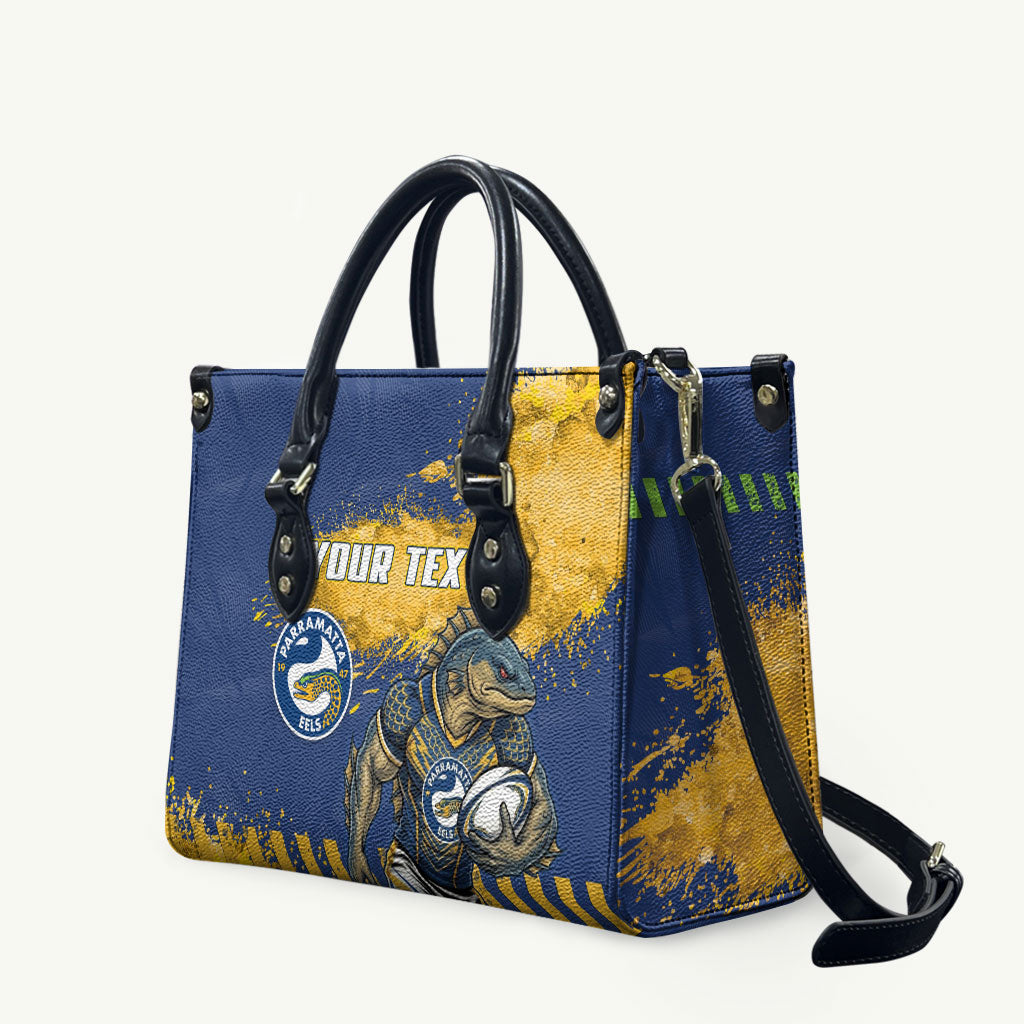 Personalised Parramatta Eels Rugby Leather Bag Eel Mascot - Sporty Splash Art Style