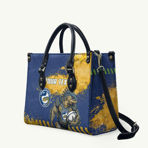 Personalised Parramatta Eels Rugby Leather Bag Eel Mascot - Sporty Splash Art Style