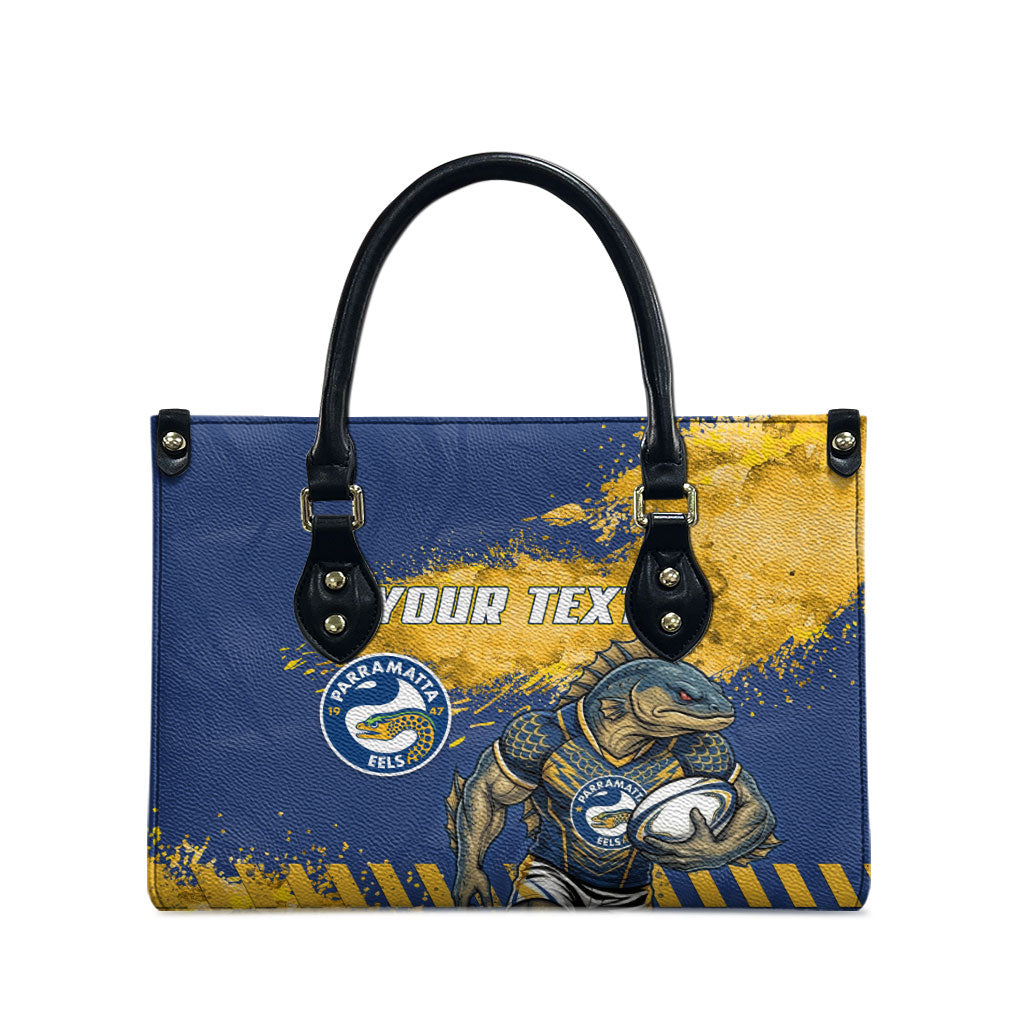 Personalised Parramatta Eels Rugby Leather Bag Eel Mascot - Sporty Splash Art Style