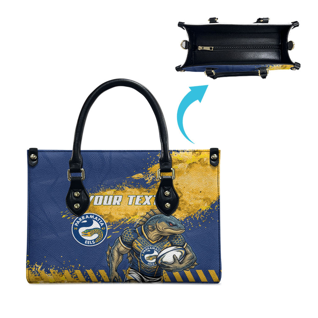 Personalised Parramatta Eels Rugby Leather Bag Eel Mascot - Sporty Splash Art Style