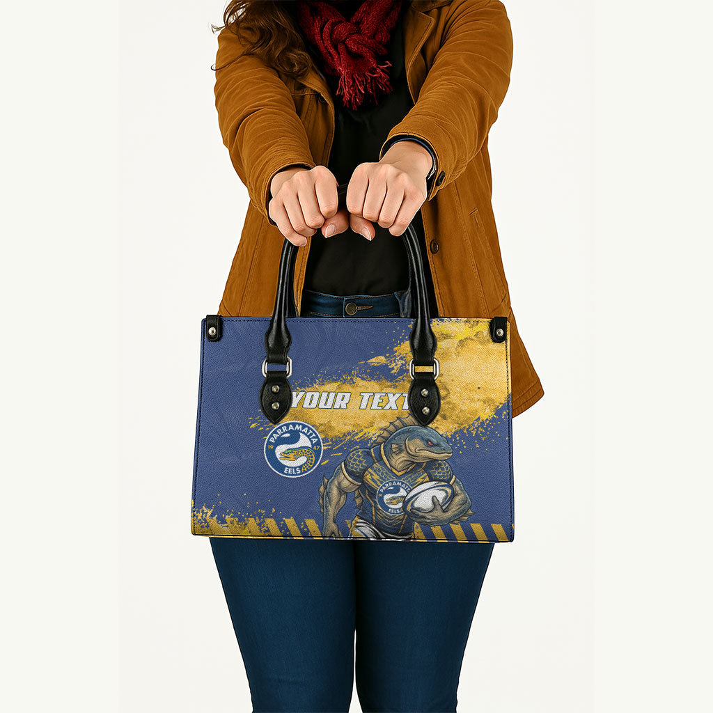 Personalised Parramatta Eels Rugby Leather Bag Eel Mascot - Sporty Splash Art Style