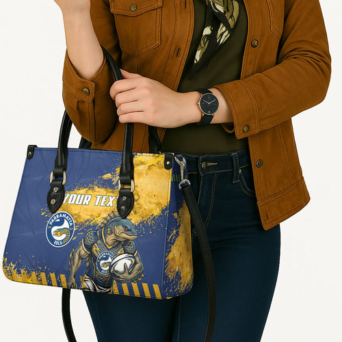 Personalised Parramatta Eels Rugby Leather Bag Eel Mascot - Sporty Splash Art Style