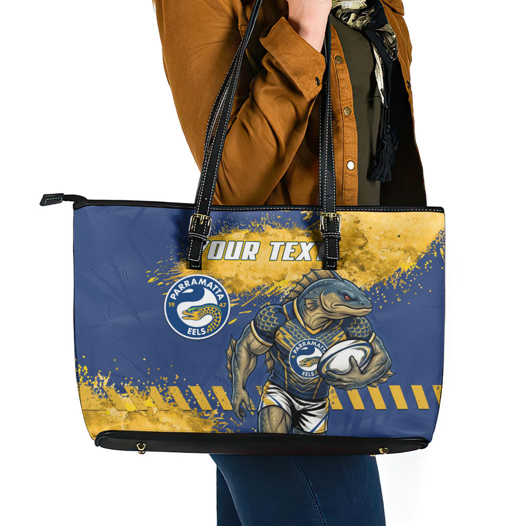 Personalised Parramatta Eels Rugby Leather Tote Bag Eel Mascot - Sporty Splash Art Style
