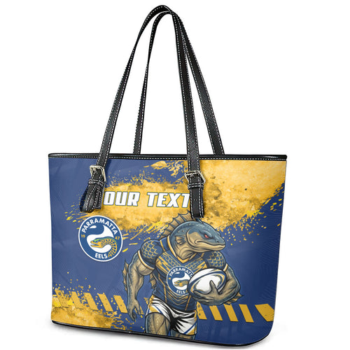 Personalised Parramatta Eels Rugby Leather Tote Bag Eel Mascot - Sporty Splash Art Style
