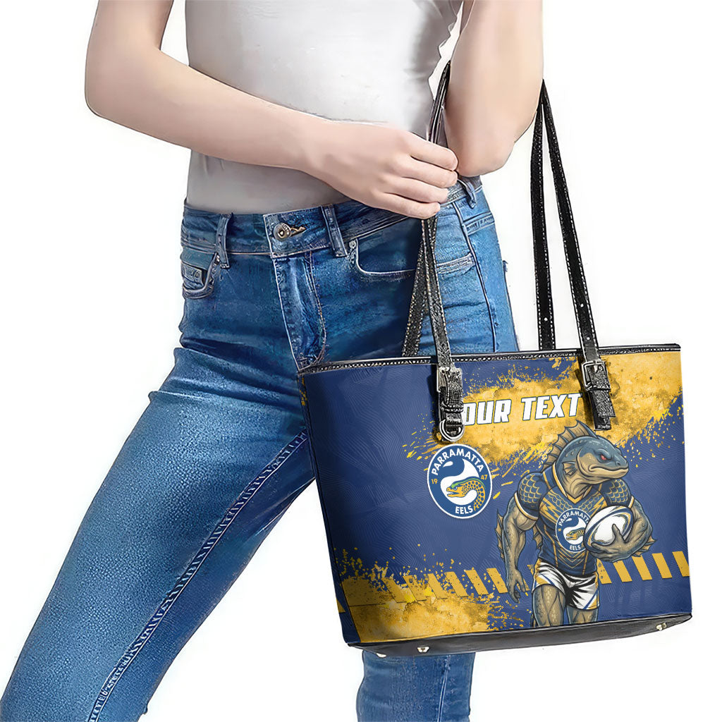 Personalised Parramatta Eels Rugby Leather Tote Bag Eel Mascot - Sporty Splash Art Style