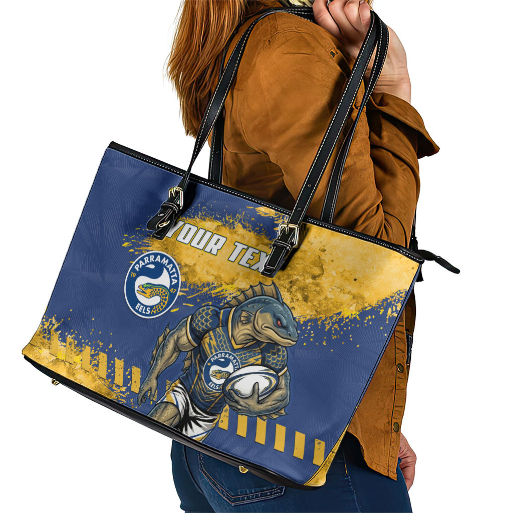 Personalised Parramatta Eels Rugby Leather Tote Bag Eel Mascot - Sporty Splash Art Style