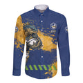 Personalised Parramatta Eels Rugby Long Sleeve Button Shirt Eel Mascot - Sporty Splash Art Style