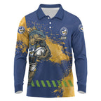 Personalised Parramatta Eels Rugby Long Sleeve Polo Shirt Eel Mascot - Sporty Splash Art Style