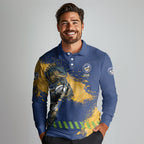 Personalised Parramatta Eels Rugby Long Sleeve Polo Shirt Eel Mascot - Sporty Splash Art Style