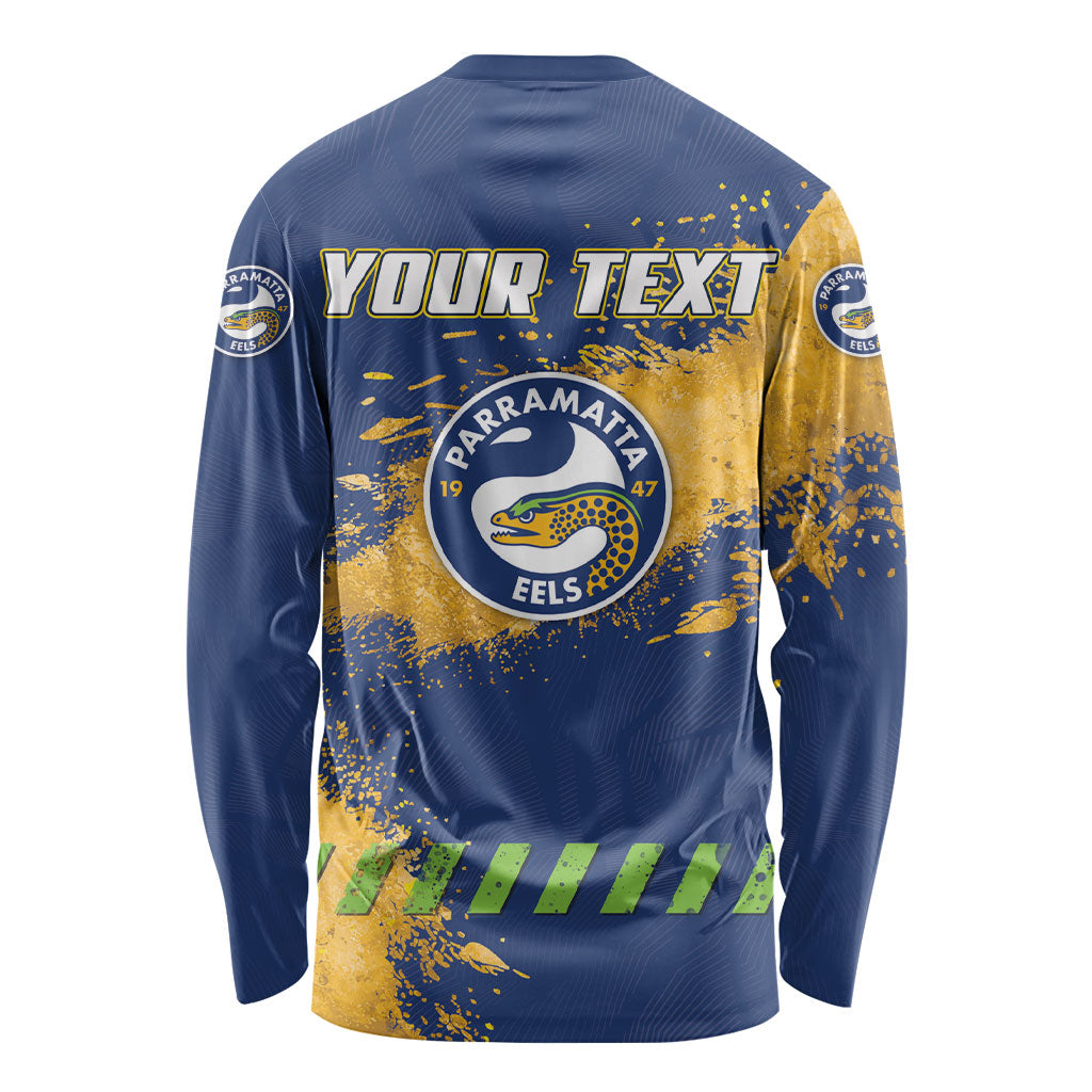 Personalised Parramatta Eels Rugby Long Sleeve Shirt Eel Mascot - Sporty Splash Art Style