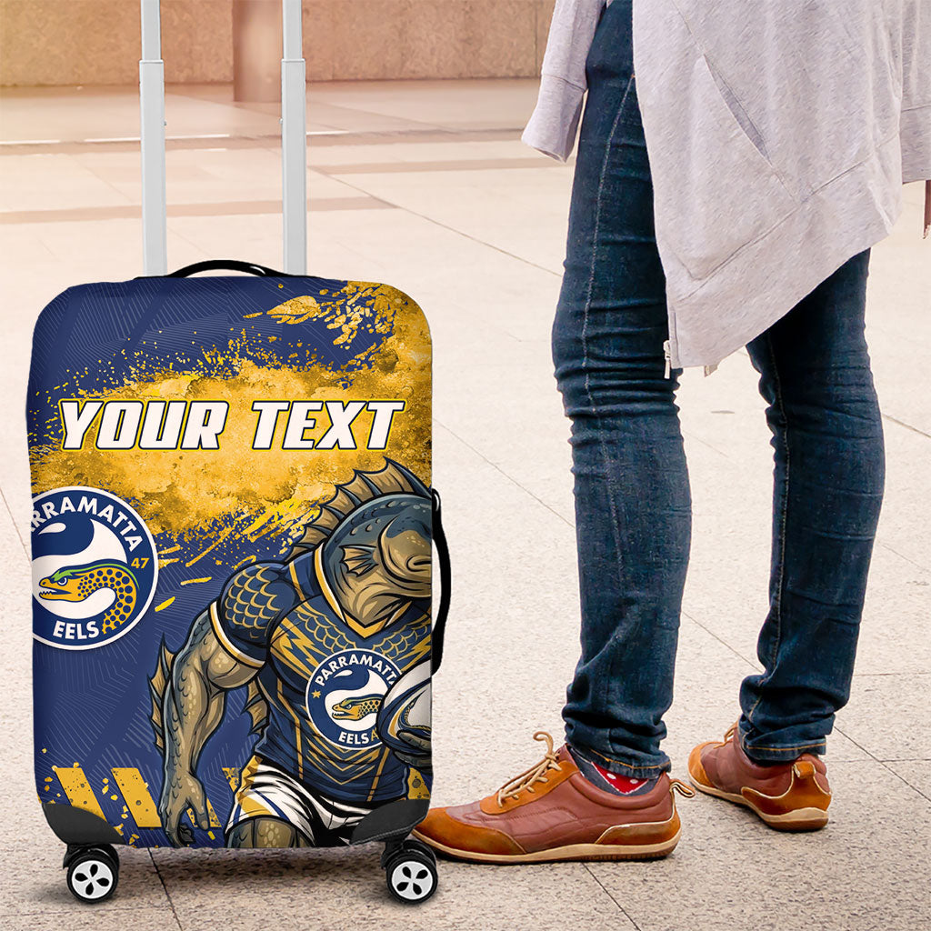 Personalised Parramatta Eels Rugby Luggage Cover Eel Mascot - Sporty Splash Art Style