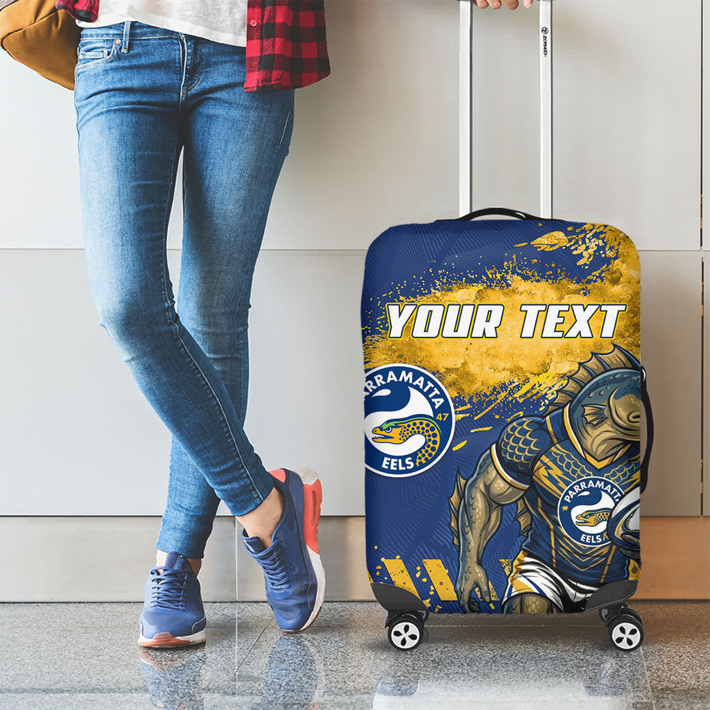 Personalised Parramatta Eels Rugby Luggage Cover Eel Mascot - Sporty Splash Art Style