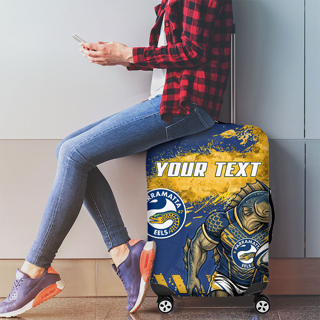 Personalised Parramatta Eels Rugby Luggage Cover Eel Mascot - Sporty Splash Art Style