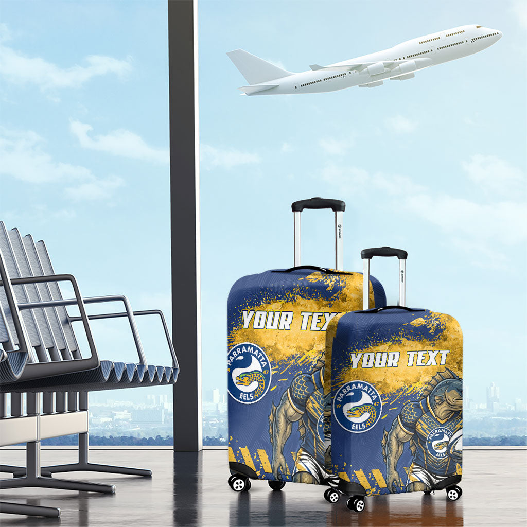 Personalised Parramatta Eels Rugby Luggage Cover Eel Mascot - Sporty Splash Art Style