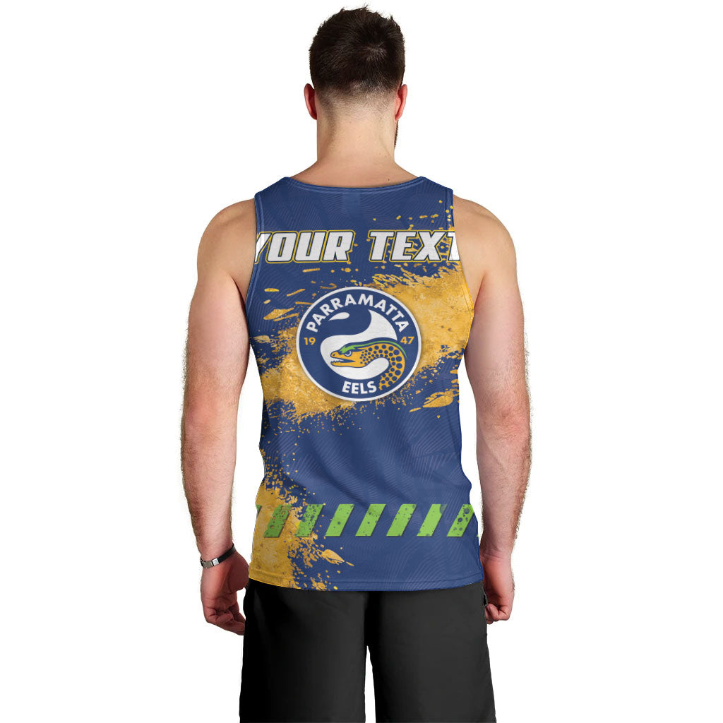 Personalised Parramatta Eels Rugby Men Tank Top Eel Mascot - Sporty Splash Art Style