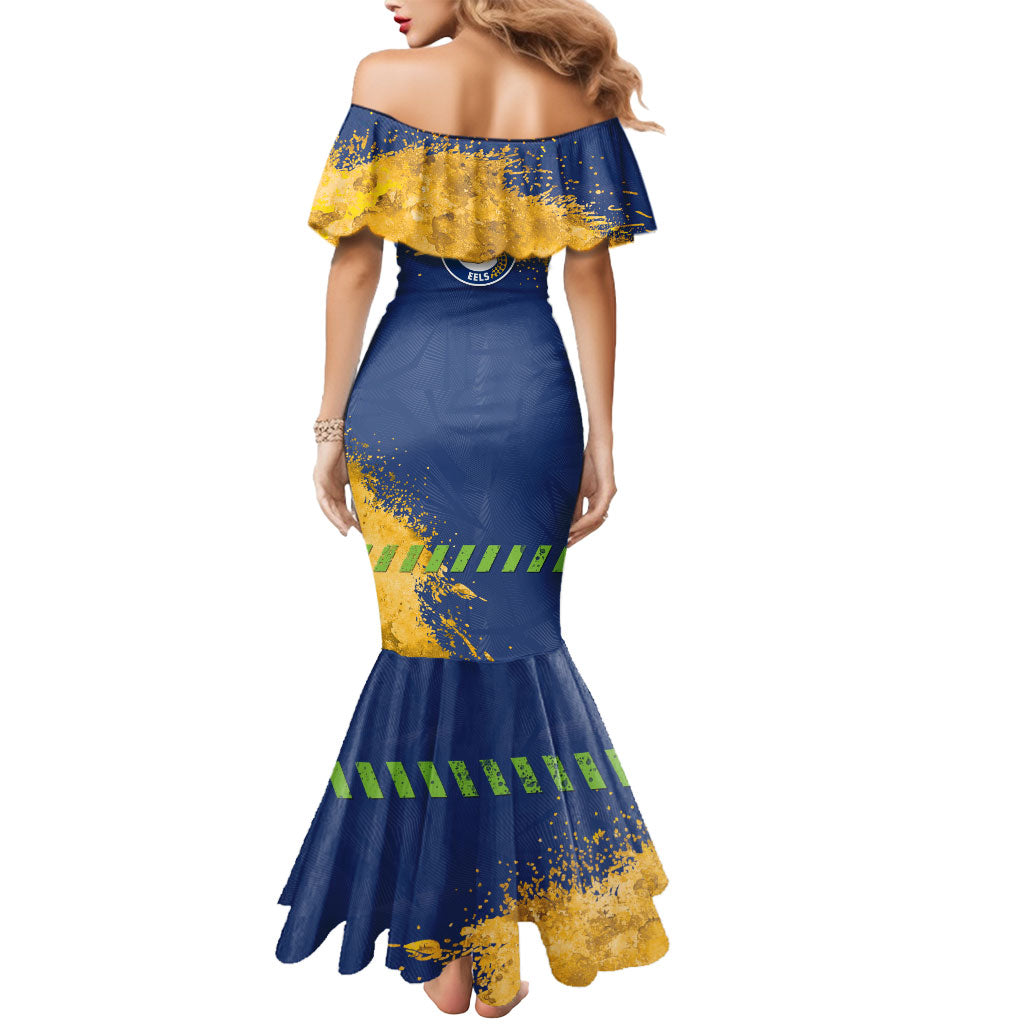 Personalised Parramatta Eels Rugby Mermaid Dress Eel Mascot - Sporty Splash Art Style