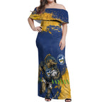Personalised Parramatta Eels Rugby Off Shoulder Maxi Dress Eel Mascot - Sporty Splash Art Style