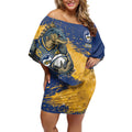 Personalised Parramatta Eels Rugby Off Shoulder Short Dress Eel Mascot - Sporty Splash Art Style