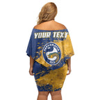 Personalised Parramatta Eels Rugby Off Shoulder Short Dress Eel Mascot - Sporty Splash Art Style