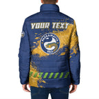 Personalised Parramatta Eels Rugby Padded Jacket Eel Mascot - Sporty Splash Art Style