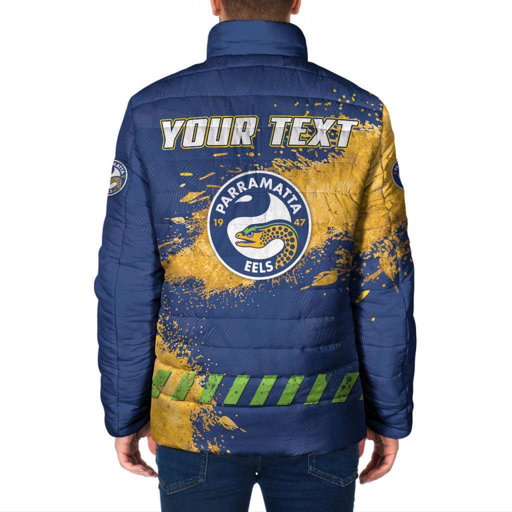 Personalised Parramatta Eels Rugby Padded Jacket Eel Mascot - Sporty Splash Art Style