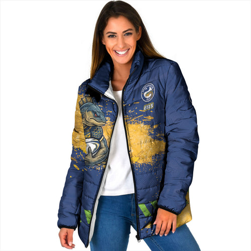 Personalised Parramatta Eels Rugby Padded Jacket Eel Mascot - Sporty Splash Art Style