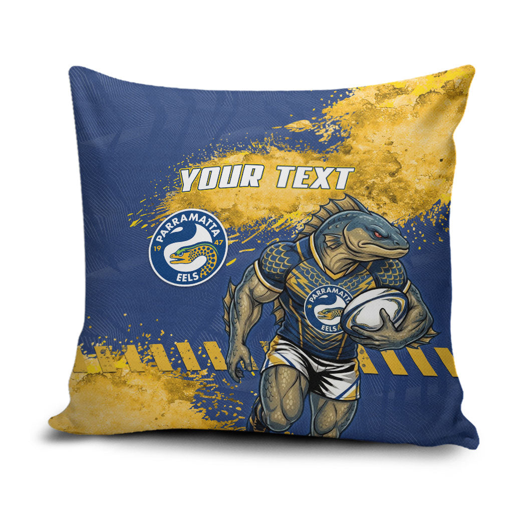 Personalised Parramatta Eels Rugby Pillow Cover Eel Mascot - Sporty Splash Art Style