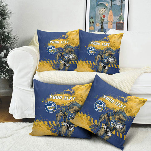 Personalised Parramatta Eels Rugby Pillow Cover Eel Mascot - Sporty Splash Art Style