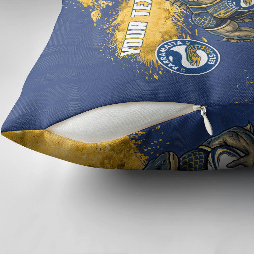 Personalised Parramatta Eels Rugby Pillow Cover Eel Mascot - Sporty Splash Art Style