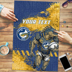 Personalised Parramatta Eels Rugby Puzzle Eel Mascot - Sporty Splash Art Style