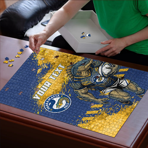 Personalised Parramatta Eels Rugby Puzzle Eel Mascot - Sporty Splash Art Style