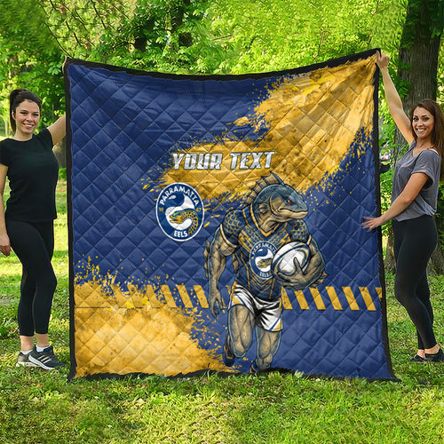 Personalised Parramatta Eels Rugby Quilt Eel Mascot - Sporty Splash Art Style