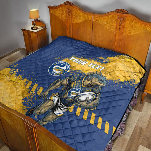 Personalised Parramatta Eels Rugby Quilt Eel Mascot - Sporty Splash Art Style