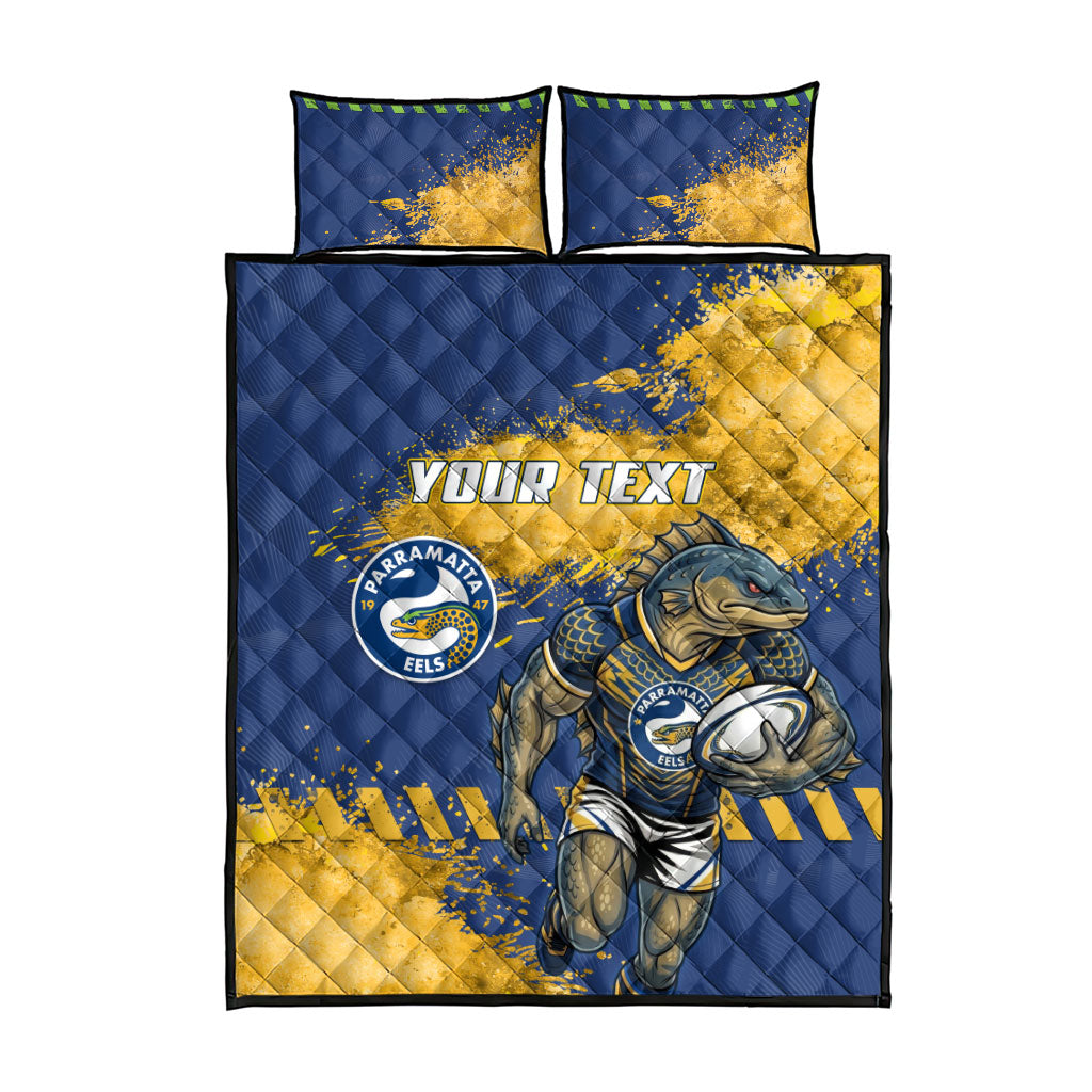 Personalised Parramatta Eels Rugby Quilt Bed Set Eel Mascot - Sporty Splash Art Style
