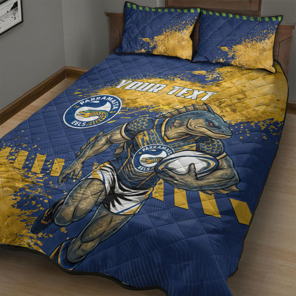 Personalised Parramatta Eels Rugby Quilt Bed Set Eel Mascot - Sporty Splash Art Style