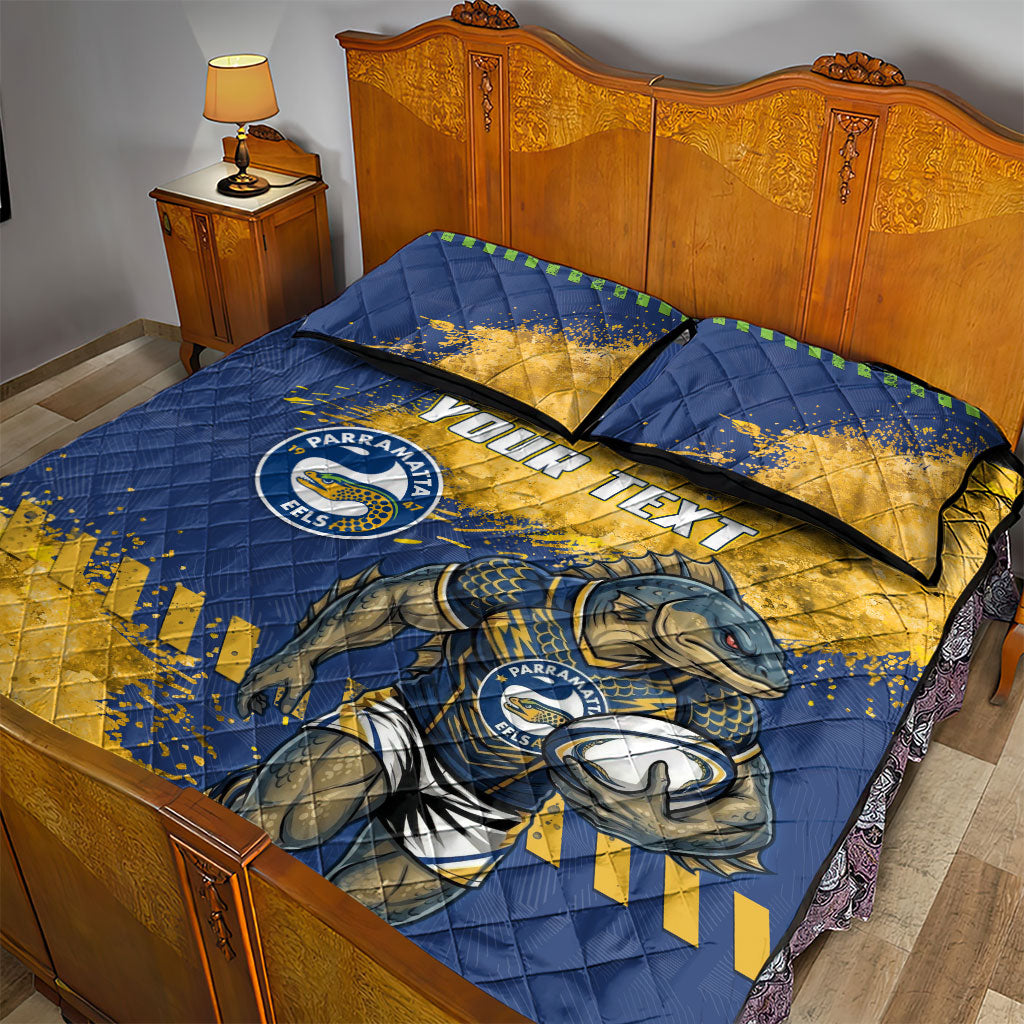 Personalised Parramatta Eels Rugby Quilt Bed Set Eel Mascot - Sporty Splash Art Style
