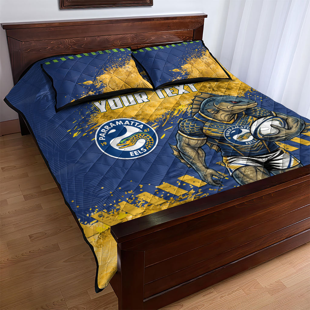 Personalised Parramatta Eels Rugby Quilt Bed Set Eel Mascot - Sporty Splash Art Style