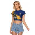 Personalised Parramatta Eels Rugby Raglan Cropped T Shirt Eel Mascot - Sporty Splash Art Style