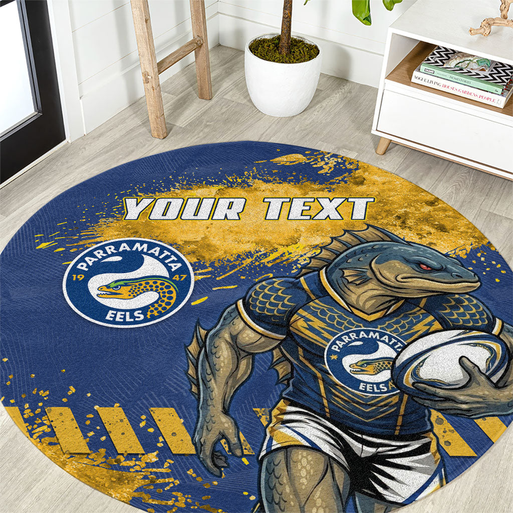 Personalised Parramatta Eels Rugby Round Carpet Eel Mascot - Sporty Splash Art Style