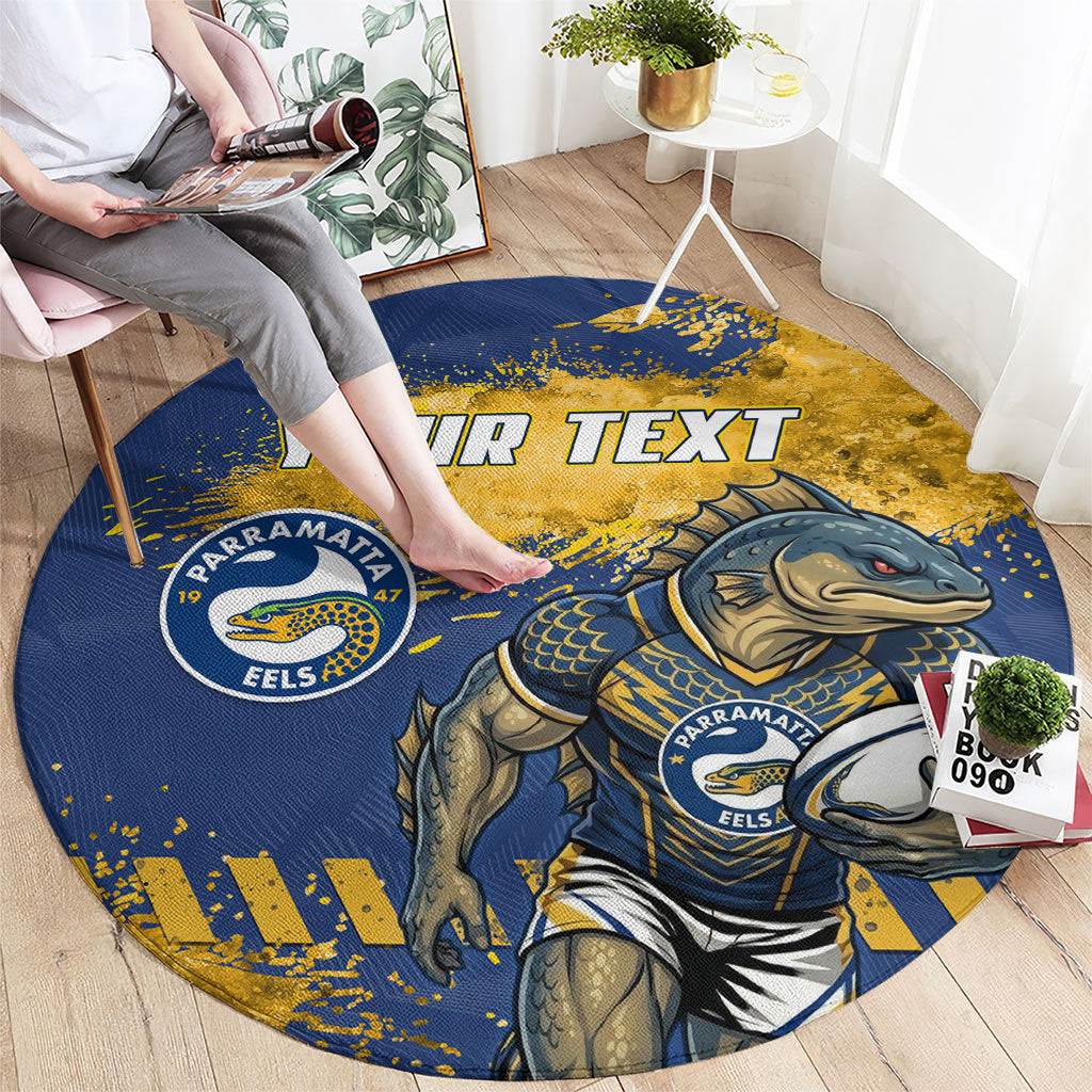 Personalised Parramatta Eels Rugby Round Carpet Eel Mascot - Sporty Splash Art Style
