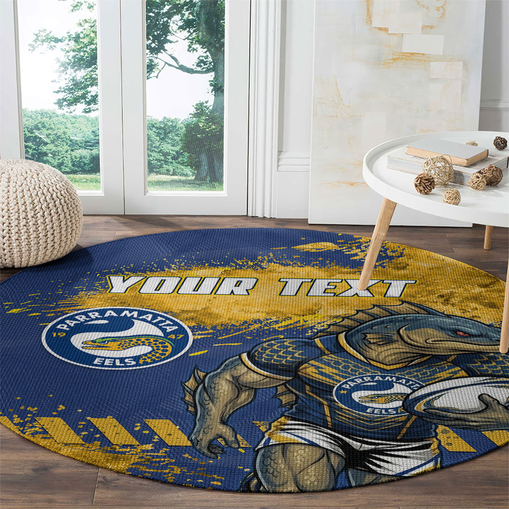 Personalised Parramatta Eels Rugby Round Carpet Eel Mascot - Sporty Splash Art Style