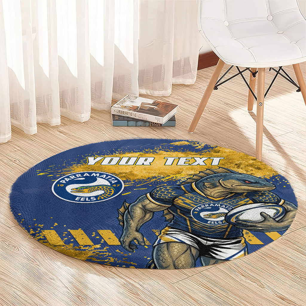 Personalised Parramatta Eels Rugby Round Carpet Eel Mascot - Sporty Splash Art Style